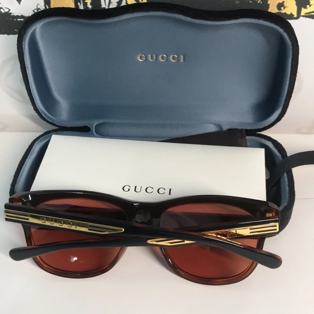 Authentic ✨ Brand New Gucci GG0980S 002 Sunglasses – Tortoise Havana with Orange